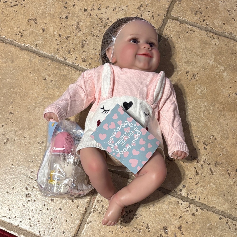 Reborn Baby Doll in Pink Outfit with Accessories